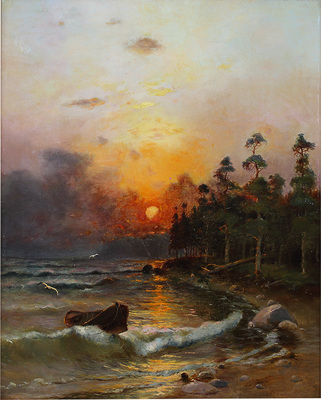 Платонов Семён Сергеевич. Морской берег на закате 